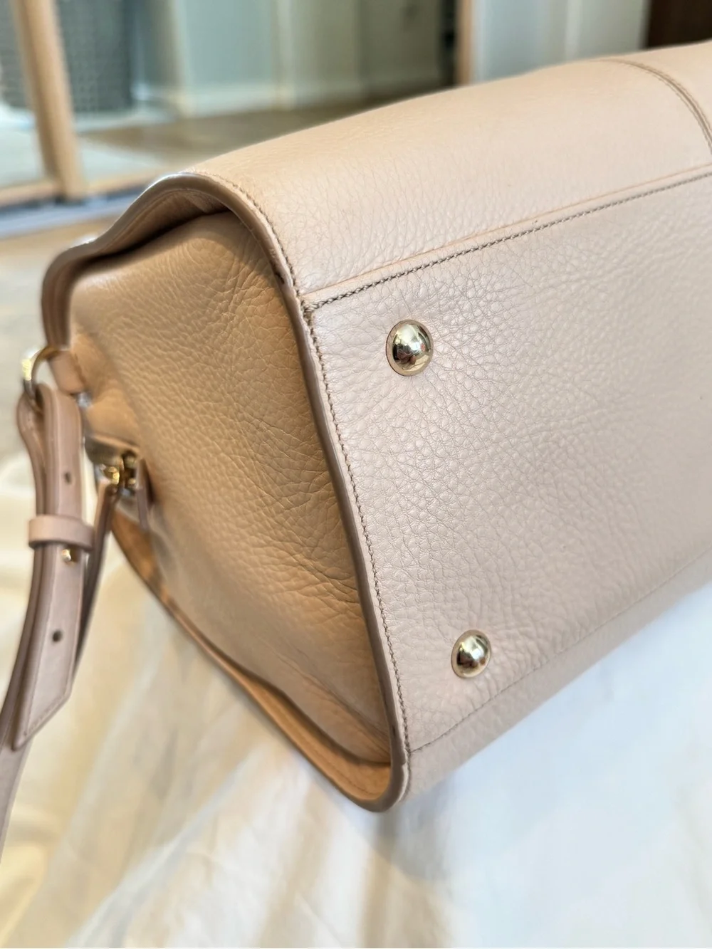 Cole Haan Blush Peachy Pink Pebbled Leather Satchel